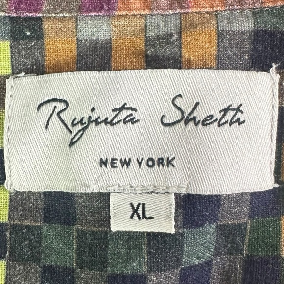 Rujuta Sheth Patchwork Plaid Cargo Ray Jumpsuit in Night Rubix Size Medium - Picture 12 of 14